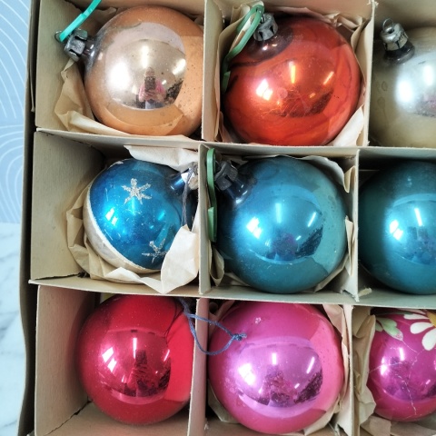 Bombki choinkowe vintage PRL zestaw 207