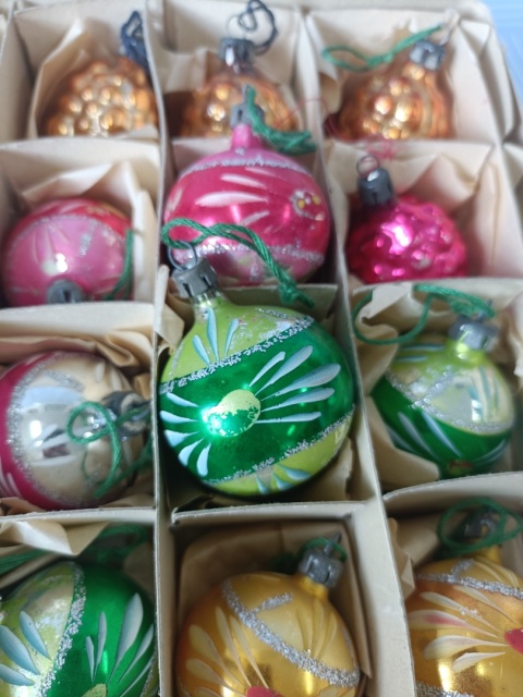 Bombki choinkowe prl zestaw 8
