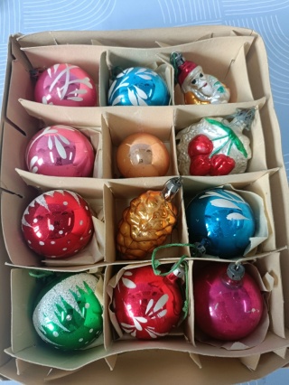 Bombki choinkowe prl zestaw 9