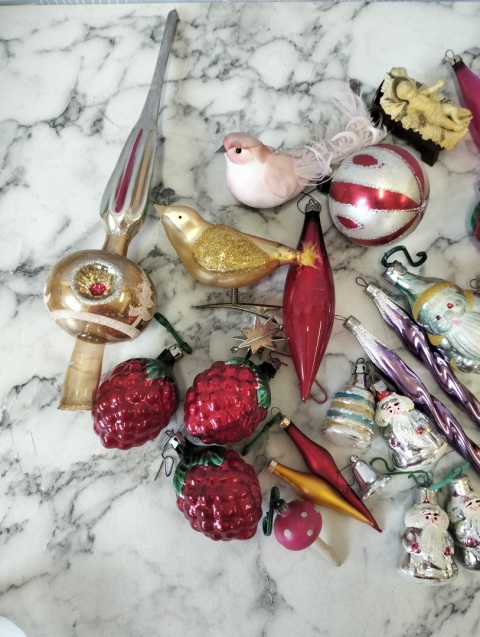 Bombki ozdoby choinkowe vintage PRL zestaw 159