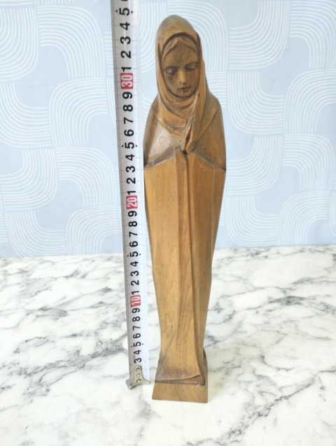 Stara drewniana rzeźba Madonna Matka Boska Art Deco