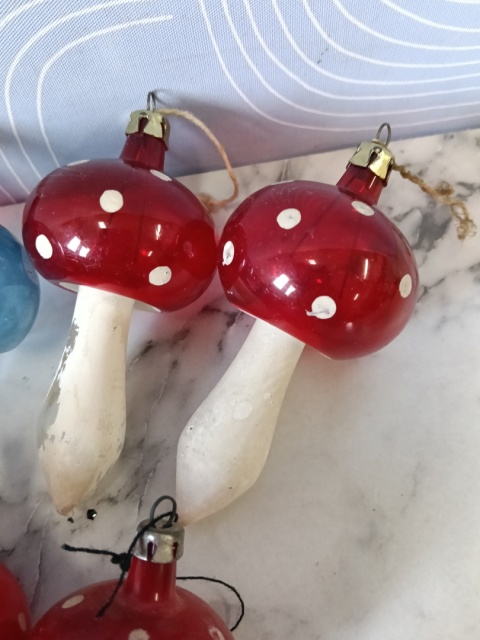 Bombki choinkowe PRL Grzybki