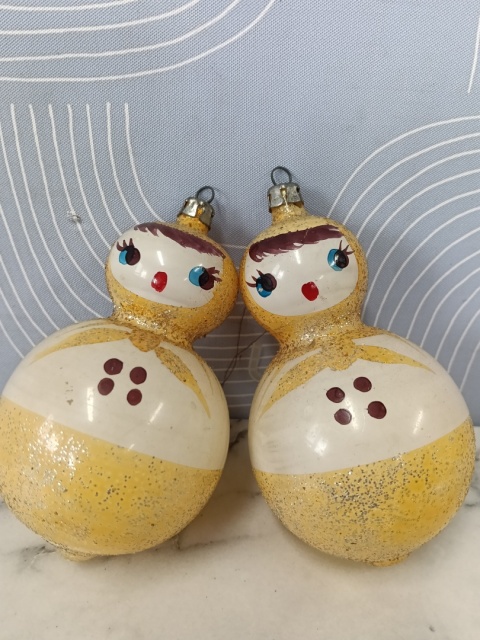 Bombki choinkowe PRL dwie balbiny